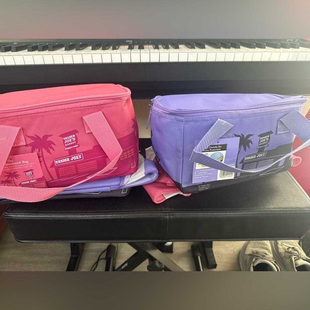 Brand new Trader Joe’s mini totes set of 2.  Pink and lavender colors.